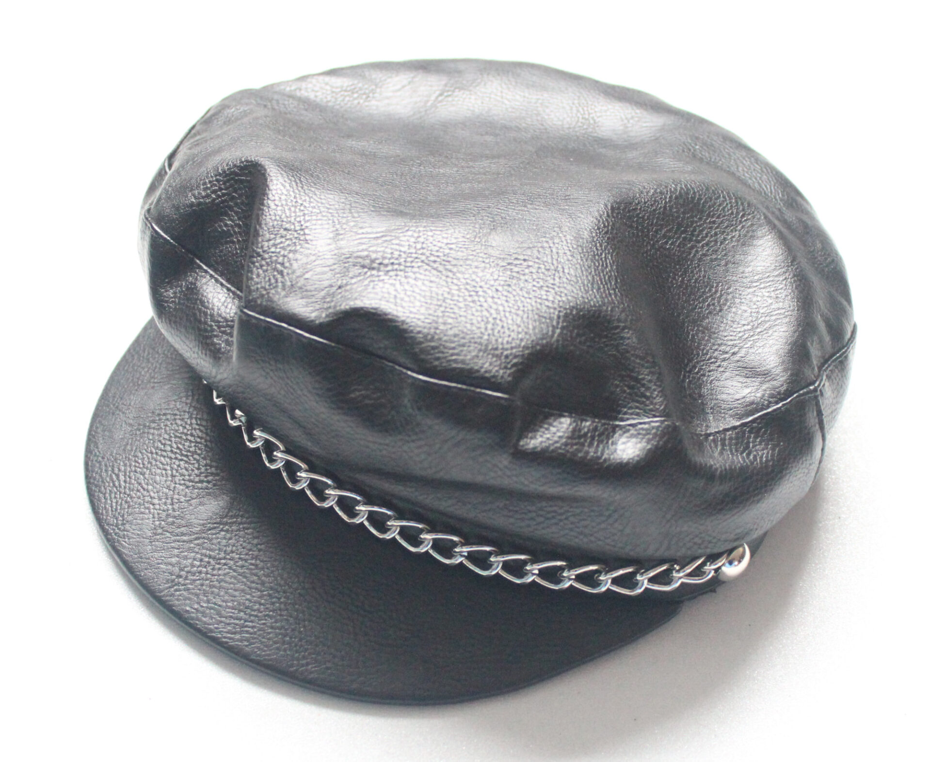 Leather look peaked cap with chain - Bondatrix