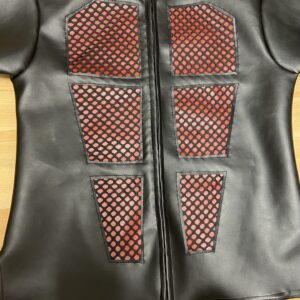 Red mesh leather-look zip up jacket